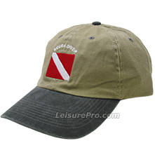 Two Tone Embroidered Scuba Diver Cap with Dive Flag