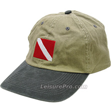 Two Tone Embroidered Cap with Dive Flag