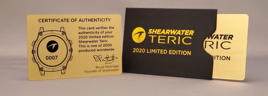 Сертификат Shearwater Teric Limited Edition 2020