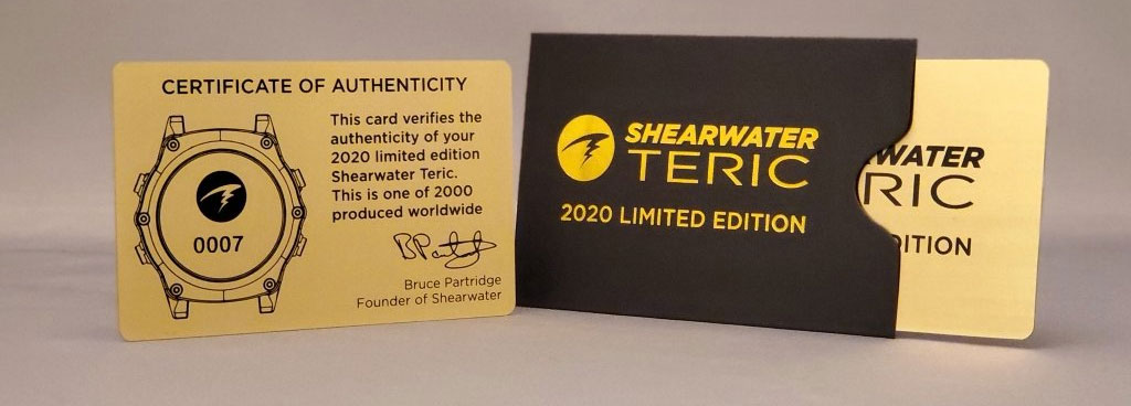 Сертификат Shearwater Teric Limited Edition 2020 Сертификат Shearwater Teric Limited Edition 2020