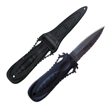 Дайверский нож Aqualung Wenoka Squeeze Lock Titanium, острый конец